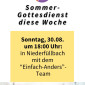 Sommergottesdienst "Einfach-anders" in Niederf&uuml;llbach am 30.08.2026